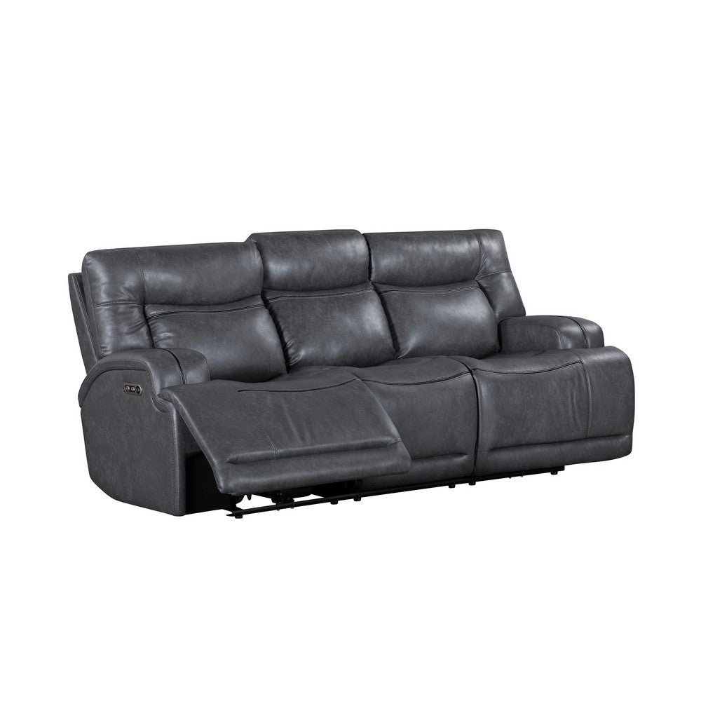 Tito Power Reclining Sofa Gray 91 Inch Drop Down Tray USB Port BM329868
