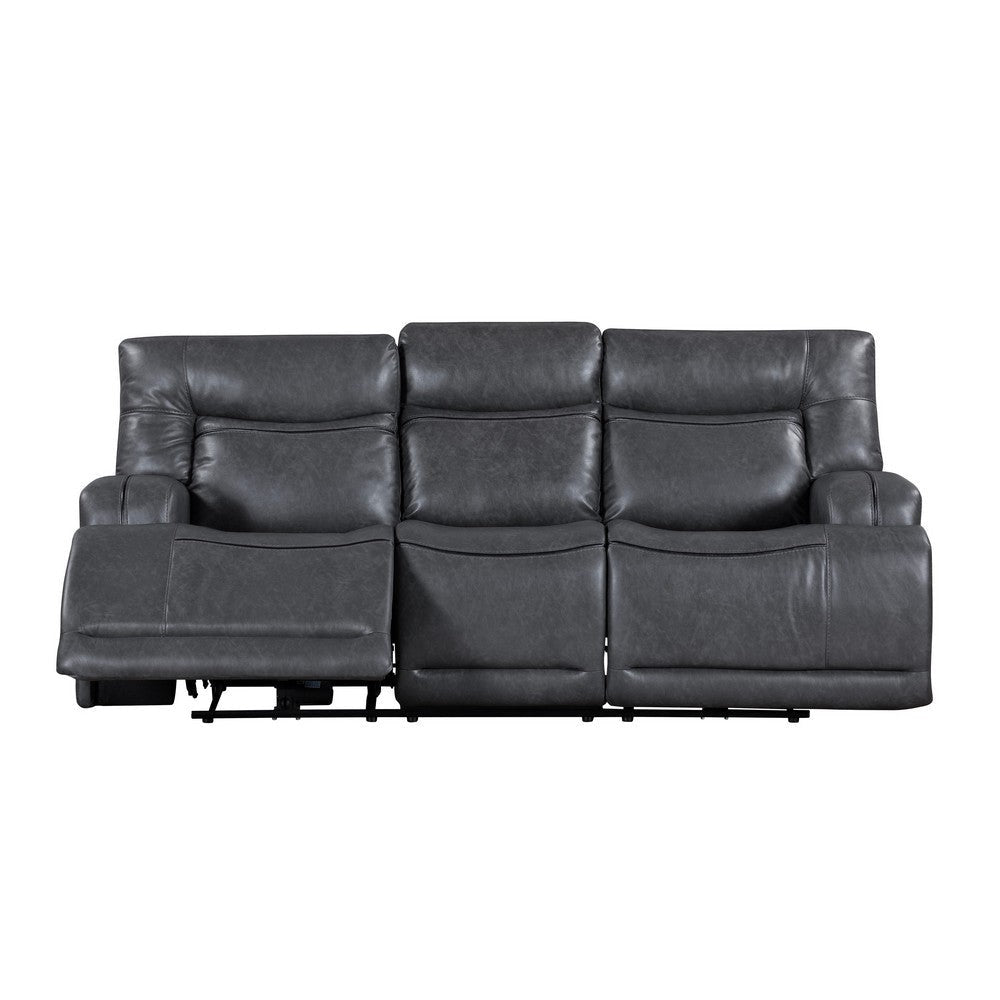 Tito Power Reclining Sofa Gray 91 Inch Drop Down Tray USB Port BM329868