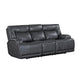 Tito Power Reclining Sofa, Gray, 91 Inch, Drop Down Tray, USB Port