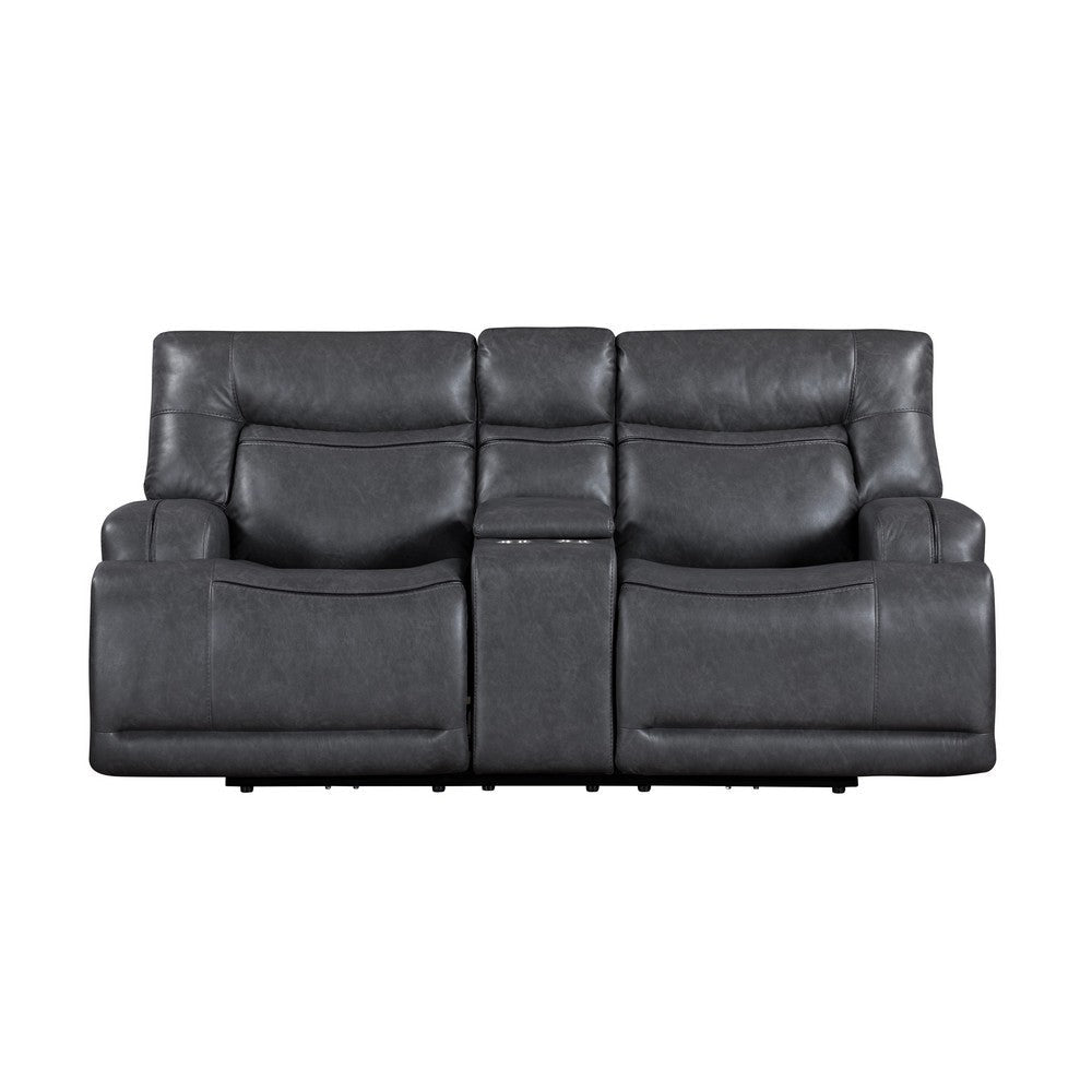 Tito Power Reclining Loveseat Gray 80 Inch Cupholders USB Port BM329870