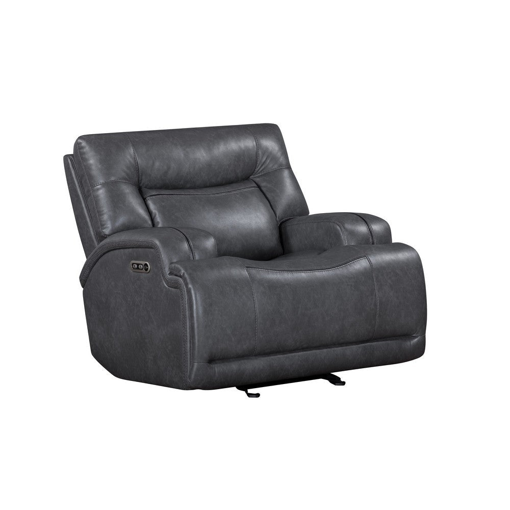 Tito Power Glider Reclining Chair Gray Polyester Pillow Top Armrests BM329871