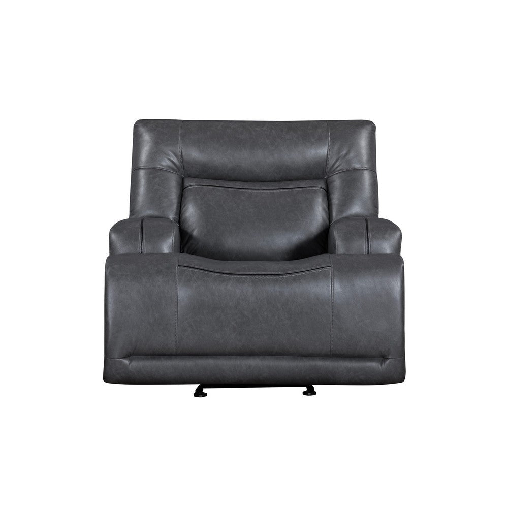 Tito Power Glider Reclining Chair Gray Polyester Pillow Top Armrests BM329871