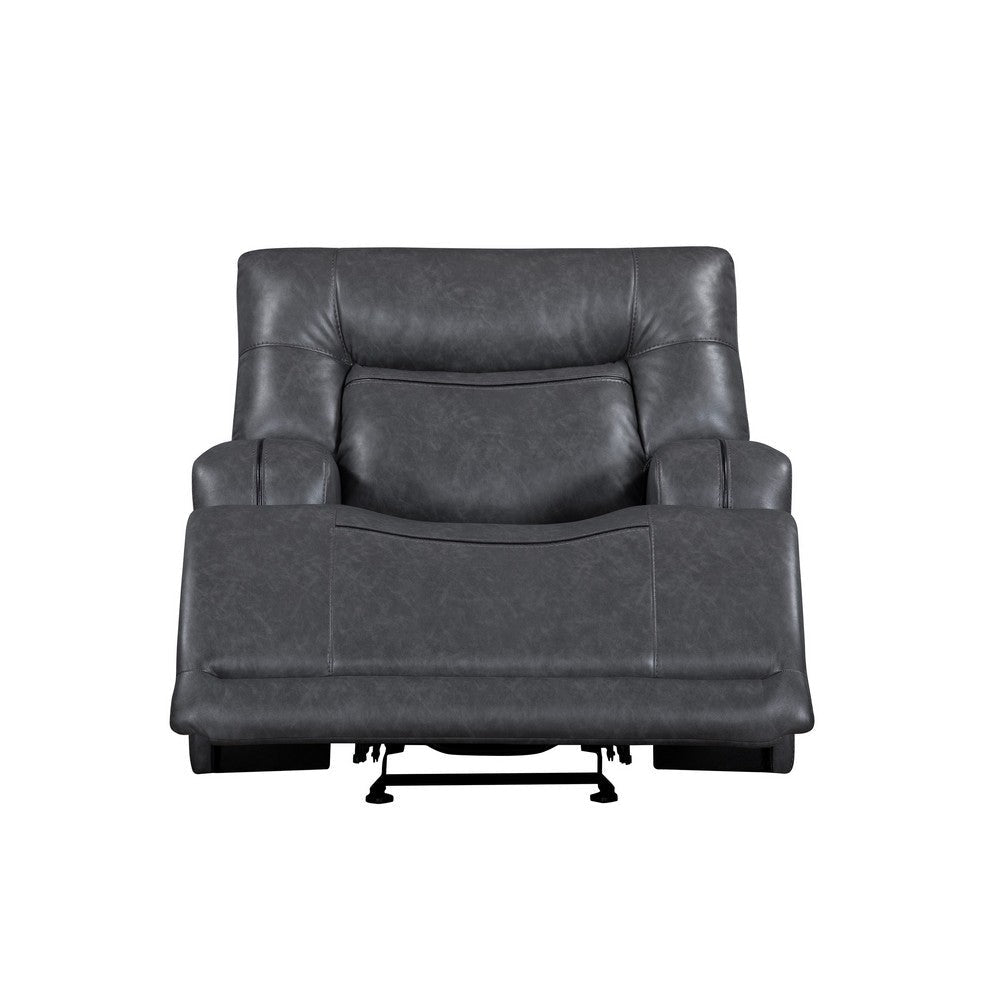 Tito Power Glider Reclining Chair Gray Polyester Pillow Top Armrests BM329871