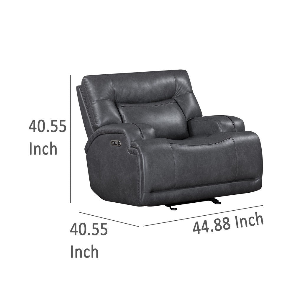 Tito Power Glider Reclining Chair Gray Polyester Pillow Top Armrests BM329871