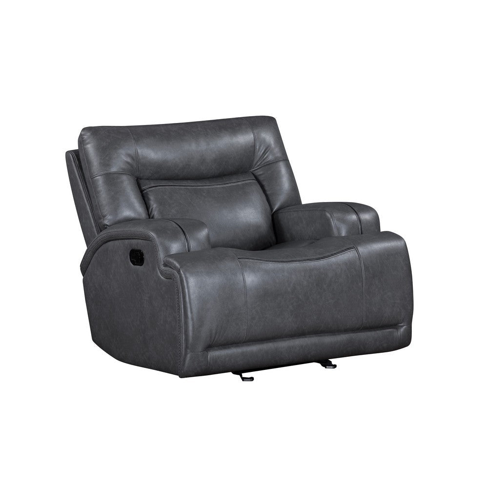 Tito Manual Glider Reclining Chair Gray Polyester Pillow Top Arms BM329872