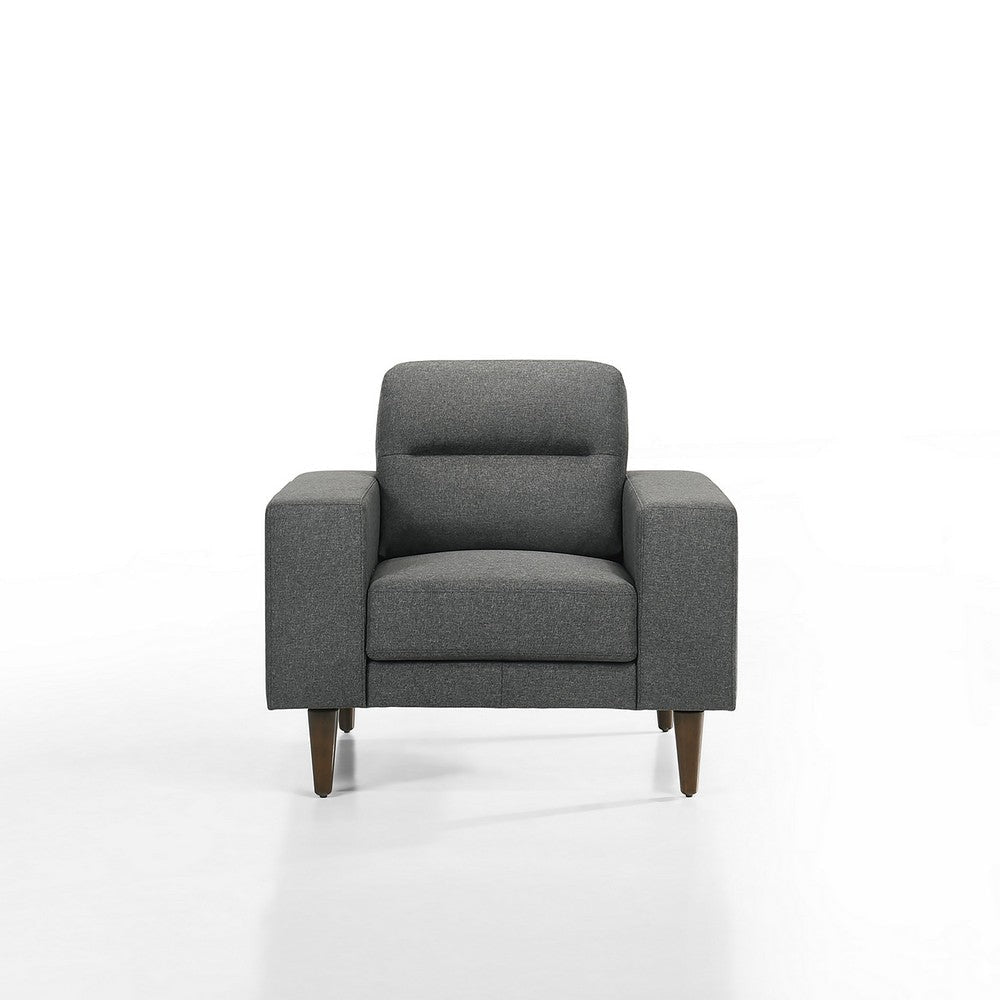 Vile Accent Chair Plush Gray Fabric Classic Tapered Solid Wood Legs BM329877