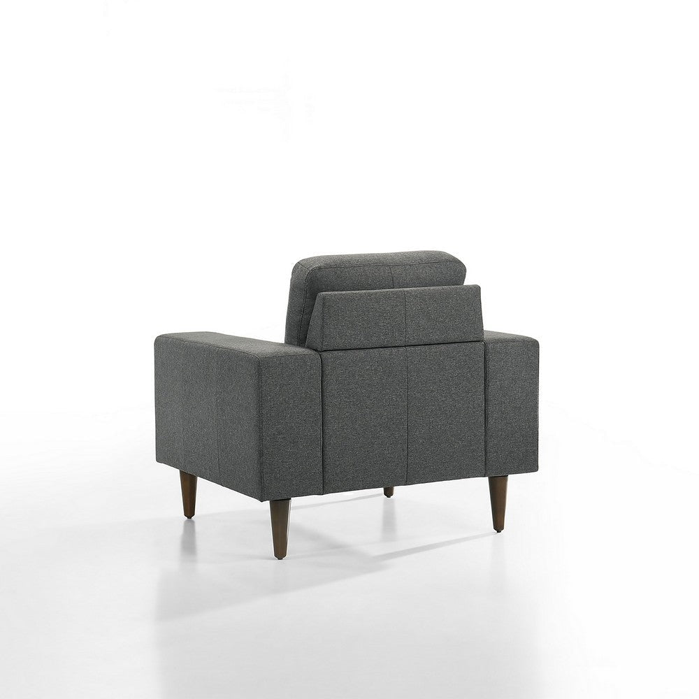 Vile Accent Chair Plush Gray Fabric Classic Tapered Solid Wood Legs BM329877