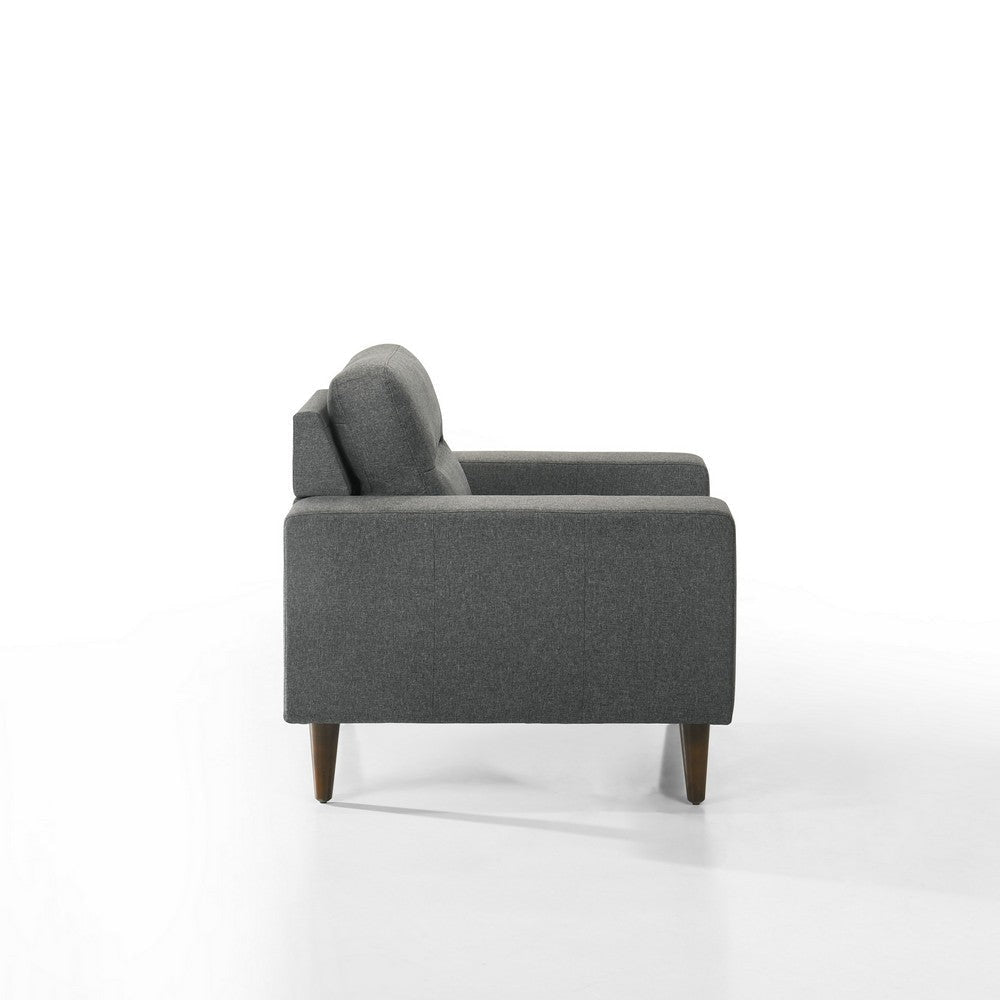 Vile Accent Chair Plush Gray Fabric Classic Tapered Solid Wood Legs BM329877