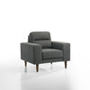 Vile Accent Chair, Plush Gray Fabric, Classic Tapered Solid Wood Legs