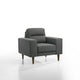 Vile Accent Chair, Plush Gray Fabric, Classic Tapered Solid Wood Legs