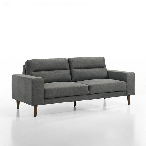 Vile Sofa, 79 Inch Gray Polyester, Classic Tapered Solid Wood Legs