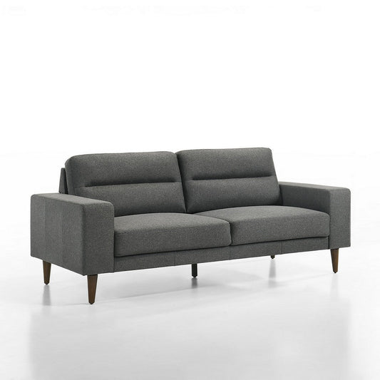 Vile Sofa, 79 Inch Gray Polyester, Classic Tapered Solid Wood Legs