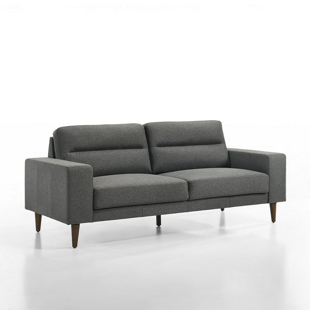 Vile Sofa, 79 Inch Gray Polyester, Classic Tapered Solid Wood Legs