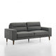 Vile Sofa, 79 Inch Gray Polyester, Classic Tapered Solid Wood Legs