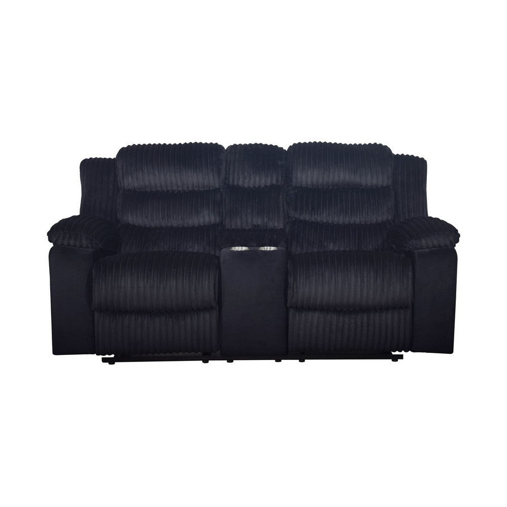 Wilo Manual Reclining Loveseat Center Cupholder Console 75 Inch Black