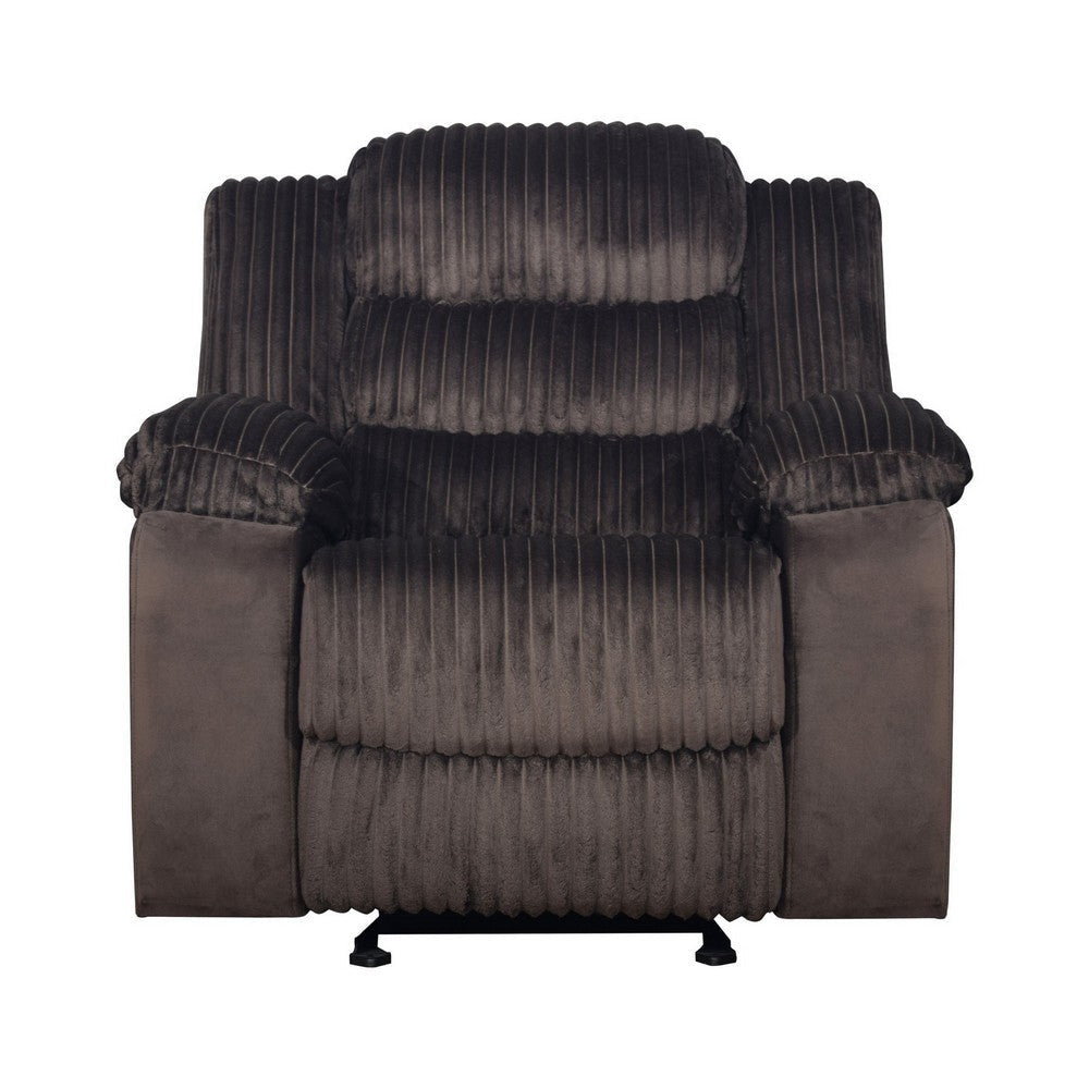 Wilo Manual Glider Reclining Chair Plush Foam Cushions Brown Fabric