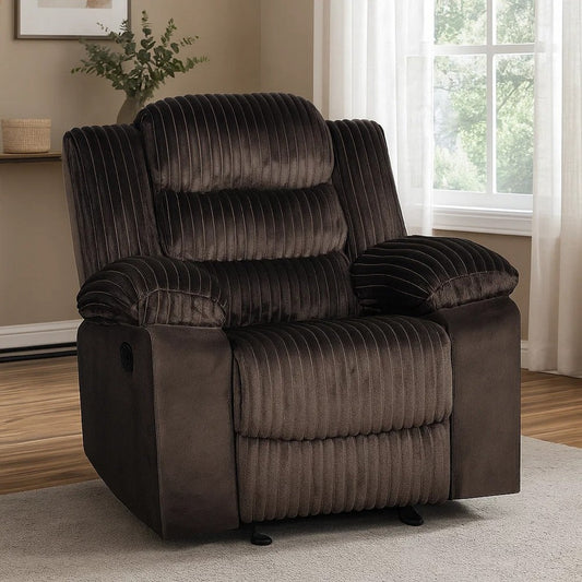 Wilo Manual Glider Reclining Chair, Plush Foam Cushions, Brown Fabric