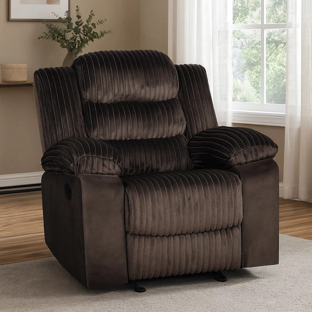 Wilo Manual Glider Reclining Chair, Plush Foam Cushions, Brown Fabric