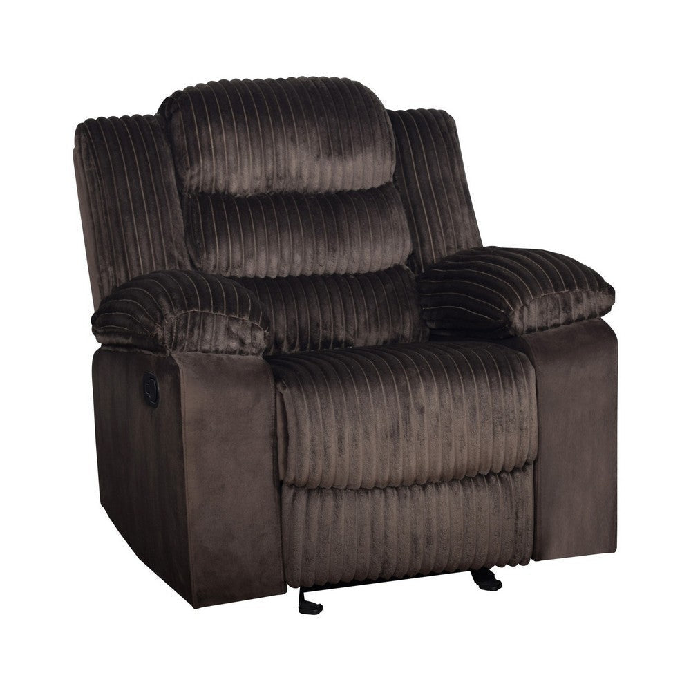 Wilo Manual Glider Reclining Chair, Plush Foam Cushions, Brown Fabric