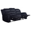 Wilo Manual Reclining Sofa Plush Foam Cushions 86 Inch Black Fabric