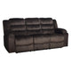 Wilo Manual Reclining Sofa, Plush Foam Cushions, 86 Inch Brown Fabric