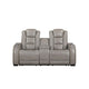 Luxe Manual Reclining Loveseat w Console 73 Inch Gray Real Leather BM329890