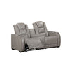 Luxe Manual Reclining Loveseat w Console 73 Inch Gray Real Leather BM329890