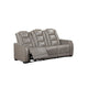 Luxe Manual Recliner Sofa Armrest Storage 84 Inch Gray Real Leather BM329892
