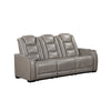Luxe Manual Recliner Sofa, Armrest Storage, 84 Inch, Gray Real Leather