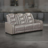 Luxe Power Recliner Sofa, Armrest Storage, 84 Inch, Gray Real Leather