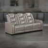 Luxe Power Recliner Sofa, Armrest Storage, 84 Inch, Gray Real Leather