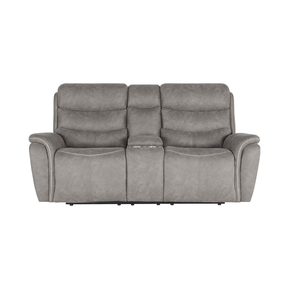 Folu Power Reclining Sofa, 76 Inch, Gray Fabric Upholstery, USB Ports
