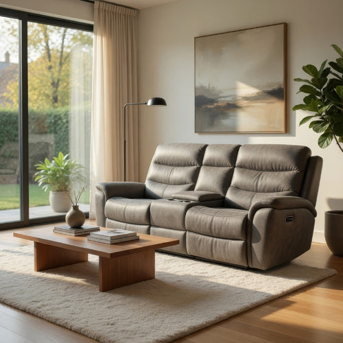 Folu Power Reclining Sofa, 76 Inch, Gray Fabric Upholstery, USB Ports