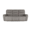 Folu Power Reclining Sofa, 86 Inch, Gray Fabric Upholstery, USB Ports
