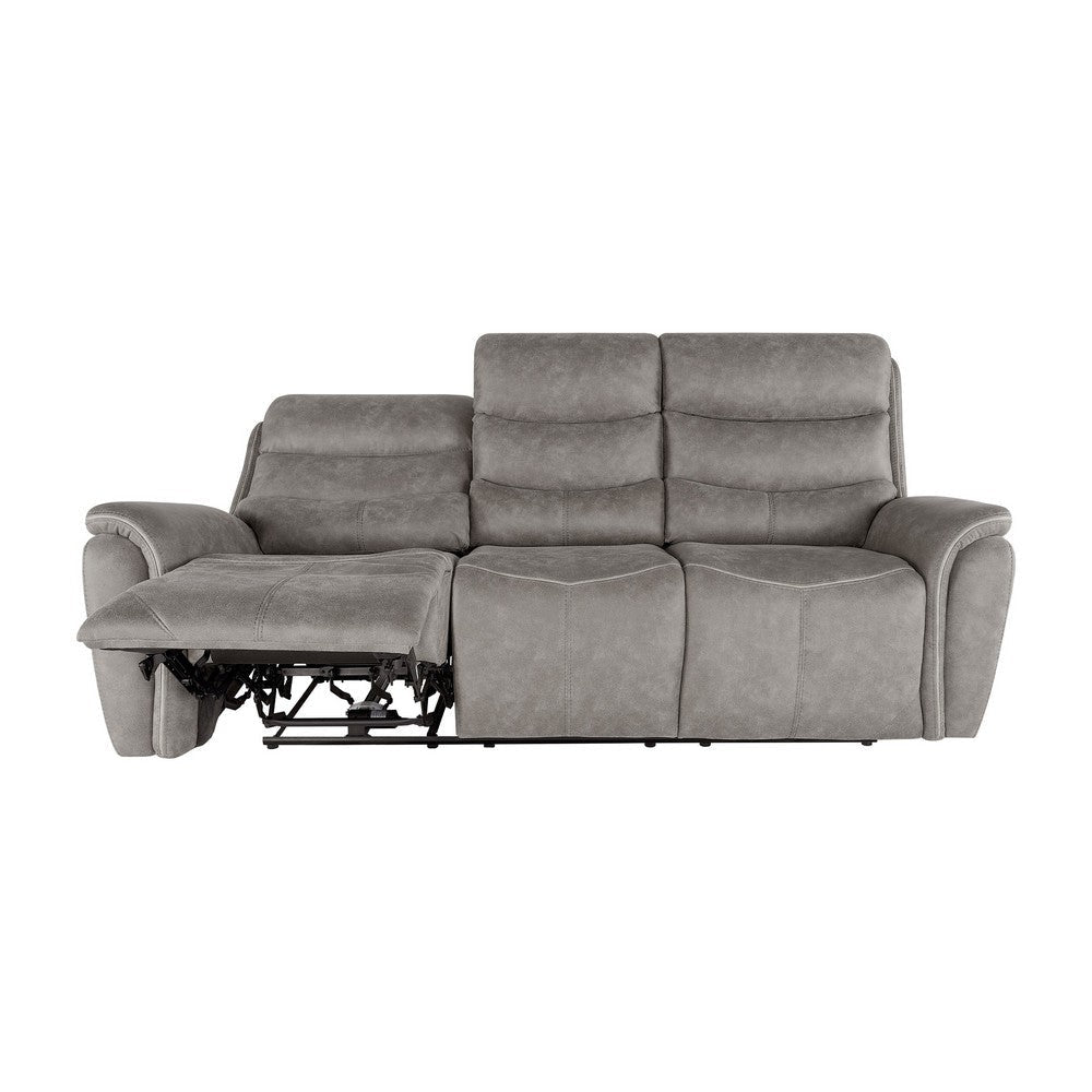 Folu Power Reclining Sofa 86 Inch Gray Fabric Upholstery USB Ports BM329895