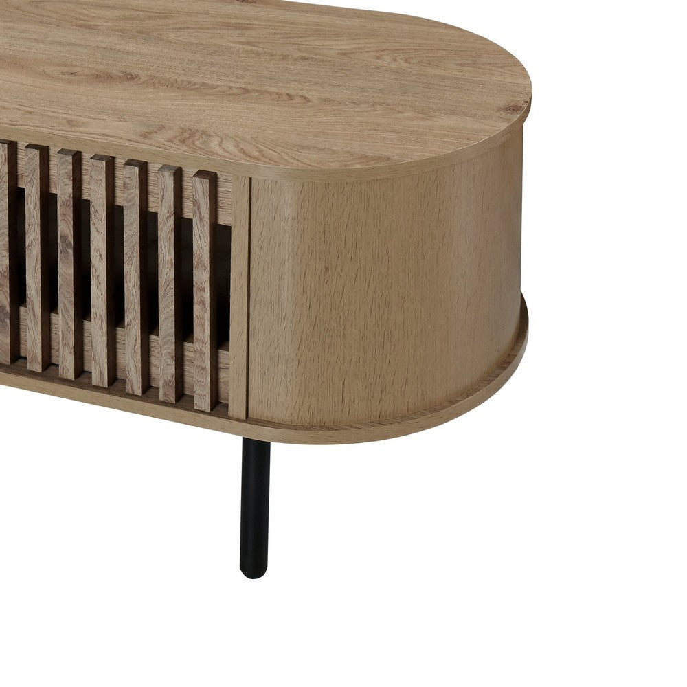 Brandon TV Stand Media Console Shelf 2 Cabinets Beige Wood 71 Inch BM329898