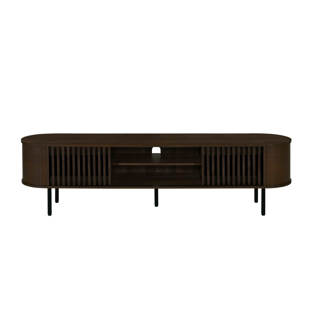 Brandon TV Stand Media Console Shelf 2 Cabinets Dark Brown 71 Inch BM329899