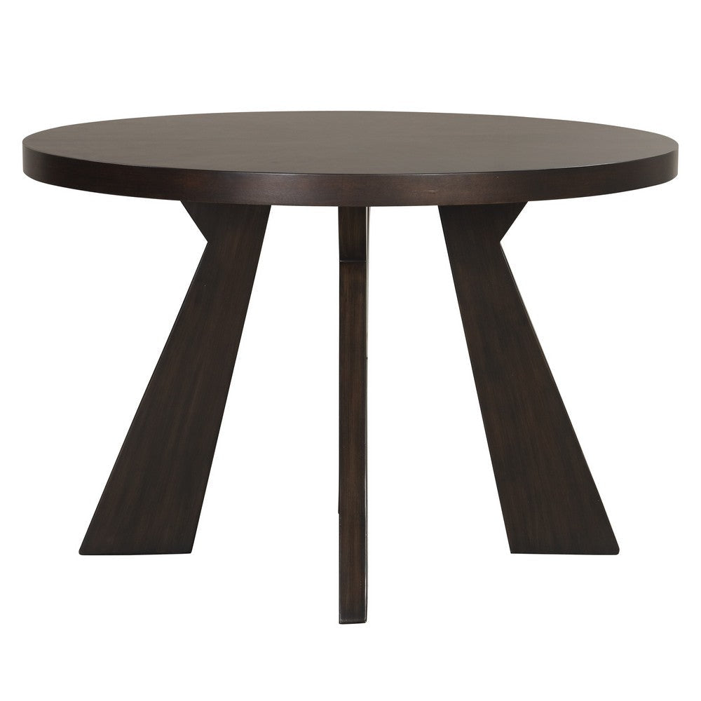 Kiana Dining Table Modern Dark Brown Solid Rubberwood Round 47 Inch BM329905