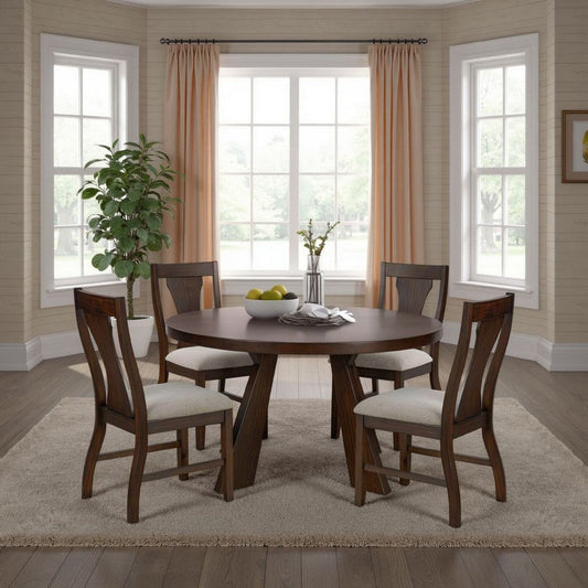 Kiana Dining Table, Modern Dark Brown Solid Rubberwood, Round 47 Inch