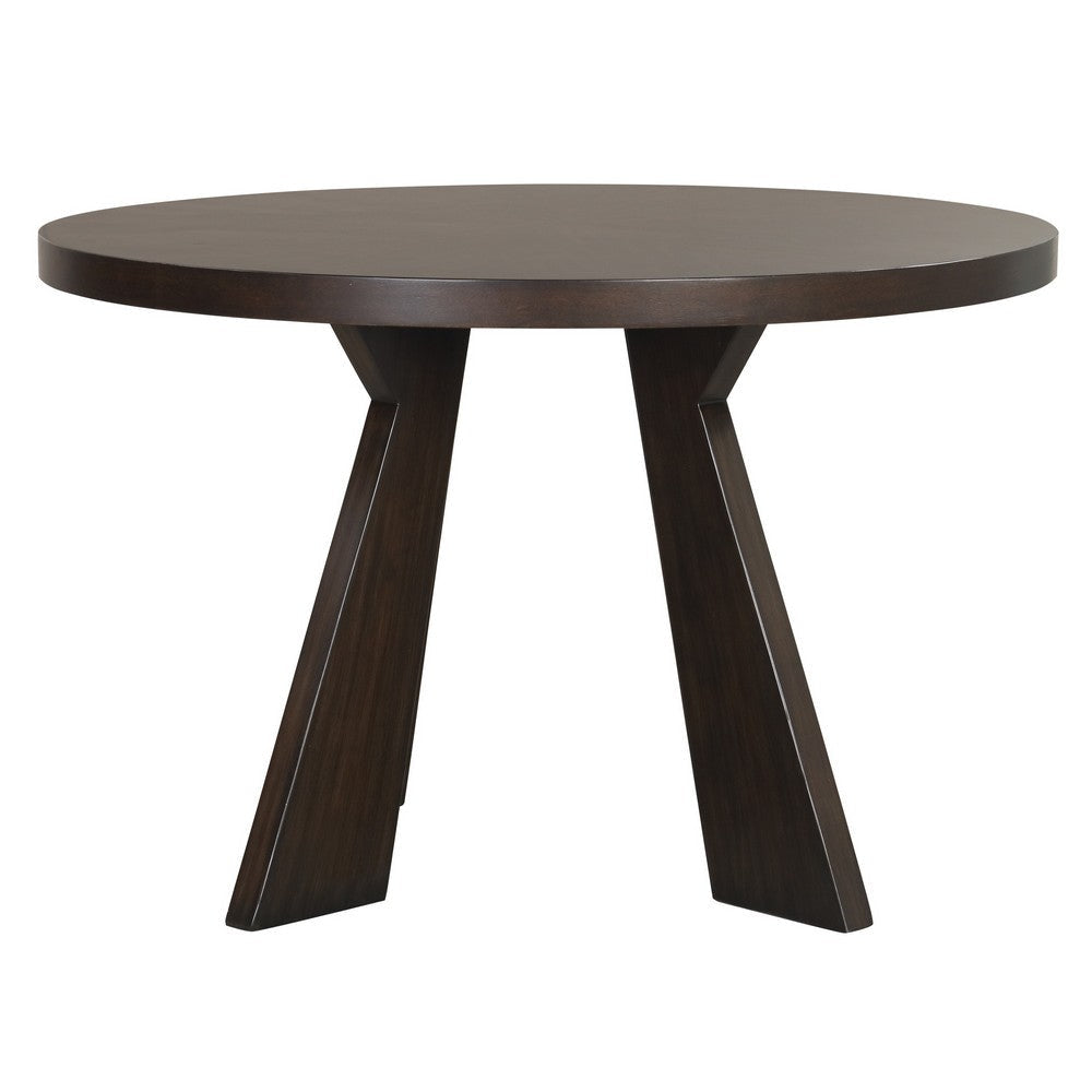 Kiana Dining Table, Modern Dark Brown Solid Rubberwood, Round 47 Inch