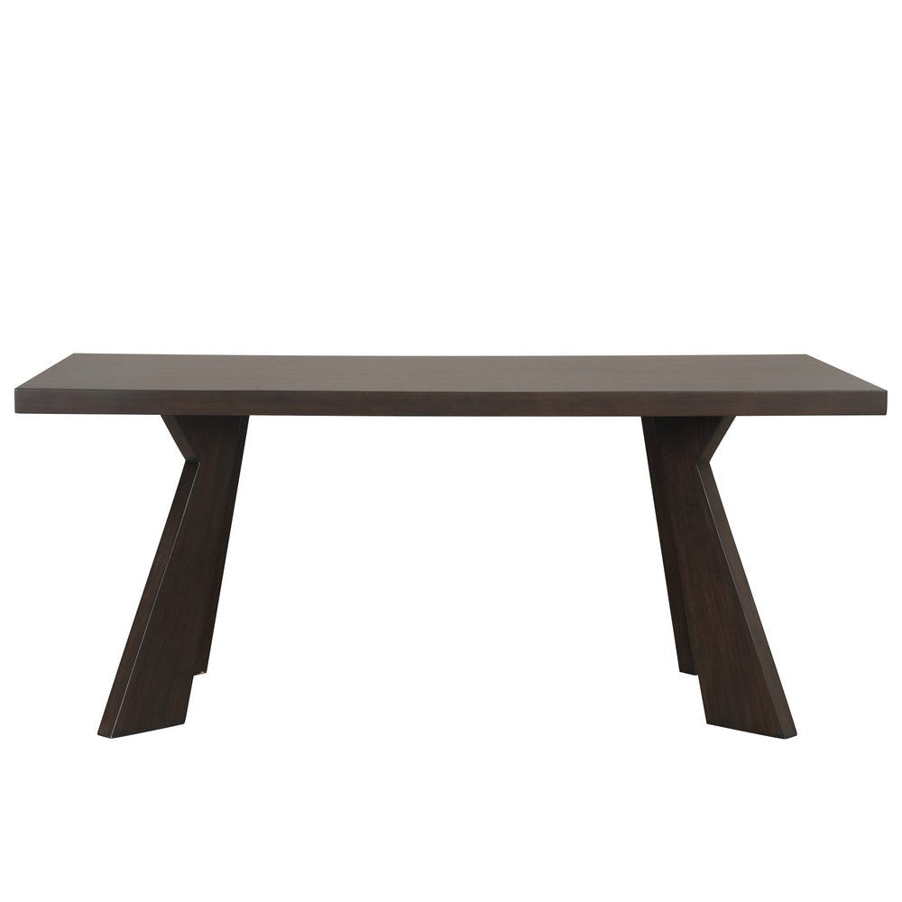 Kiana Dining Table, Dark Brown Solid Rubberwood, Rectangular 72 Inch