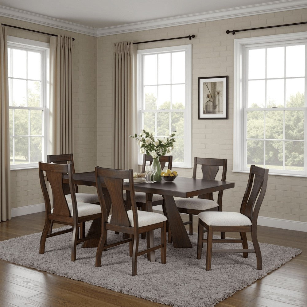 Kiana Dining Table, Dark Brown Solid Rubberwood, Rectangular 72 Inch