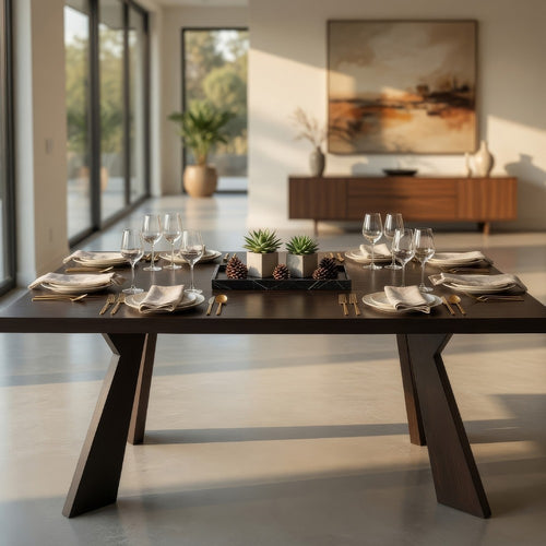 Kiana Dining Table, Dark Brown Solid Rubberwood, Rectangular 72 Inch
