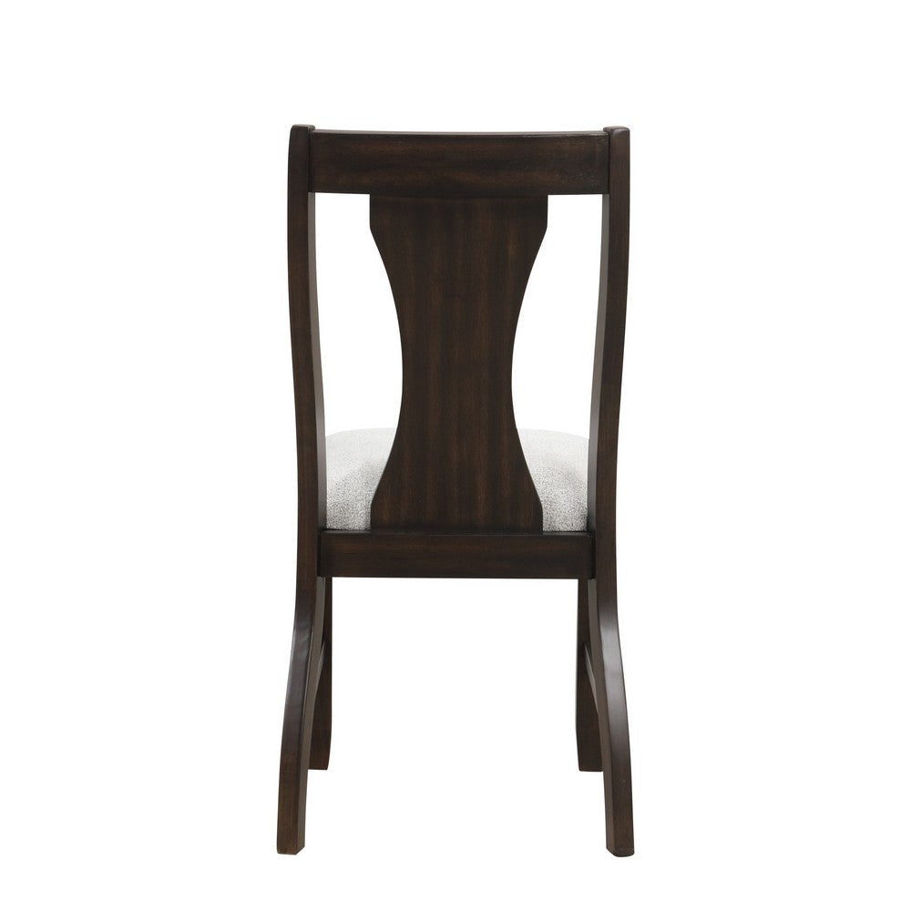 Kiana Dining Chair Set of 2 Beige Fabric Cushion Dark Brown Wood BM329907
