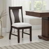 Kiana Dining Chair Set of 2, Beige Fabric Cushion, Dark Brown Wood
