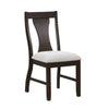 Kiana Dining Chair Set of 2, Beige Fabric Cushion, Dark Brown Wood