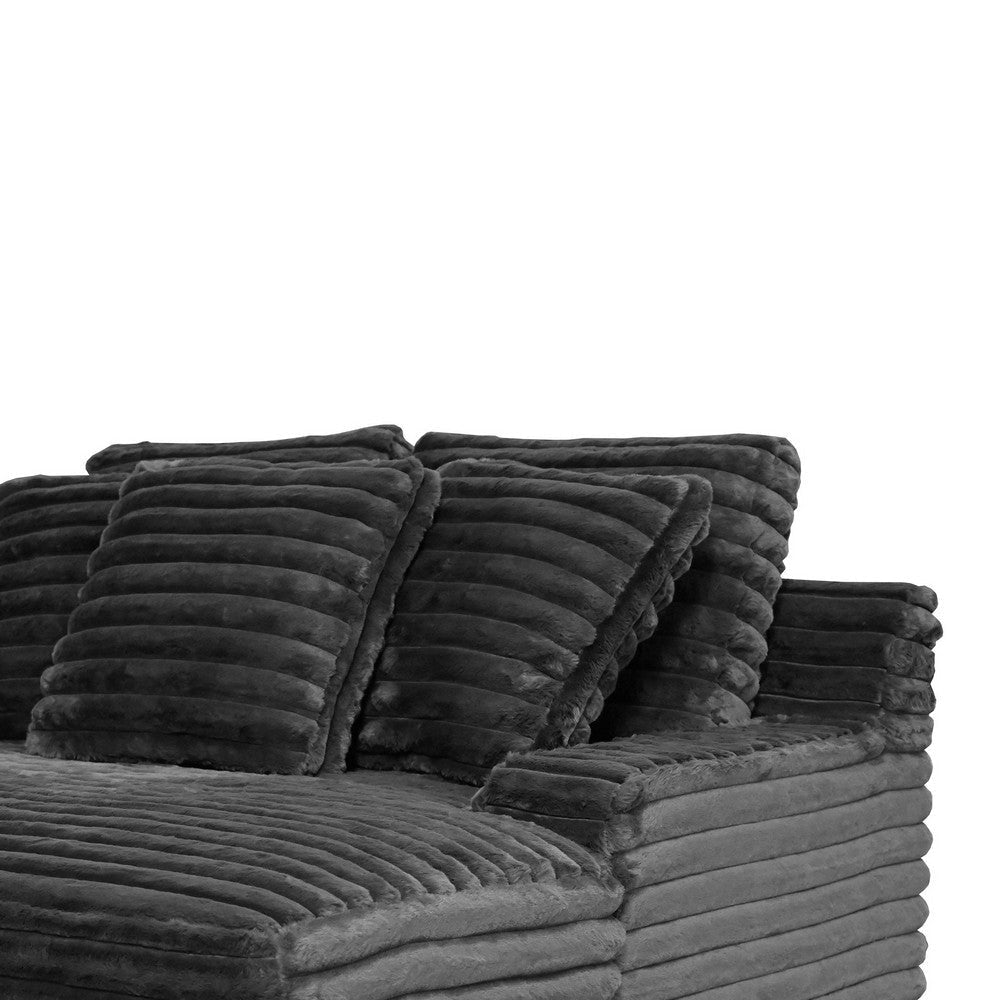 Ezo Chaise Lounge Dark Gray Polyester Corduroy 3 Pillows 67 Inch BM329910