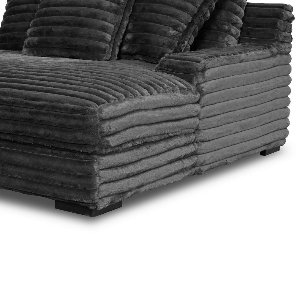 Ezo Chaise Lounge Dark Gray Polyester Corduroy 3 Pillows 67 Inch BM329910