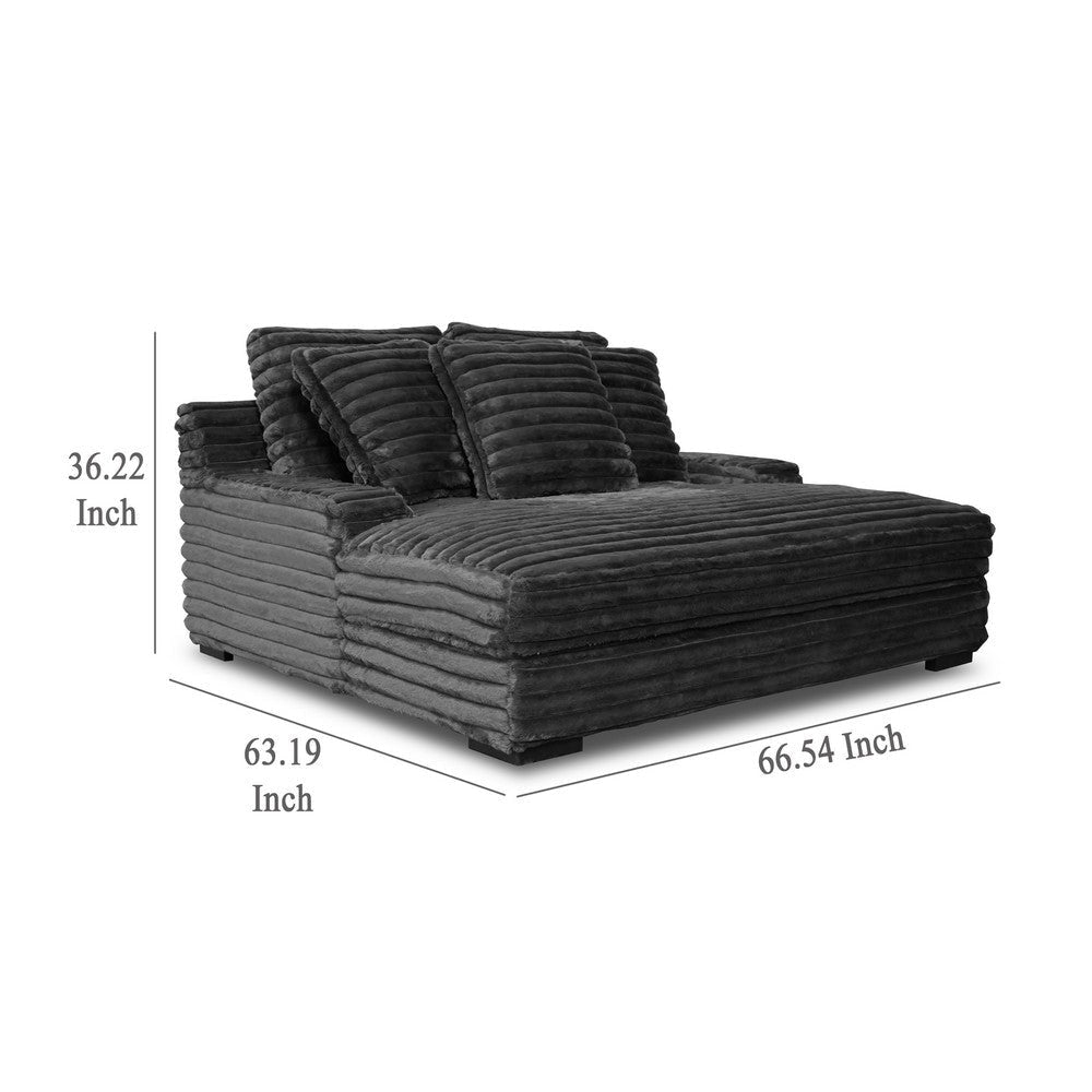 Ezo Chaise Lounge Dark Gray Polyester Corduroy 3 Pillows 67 Inch BM329910