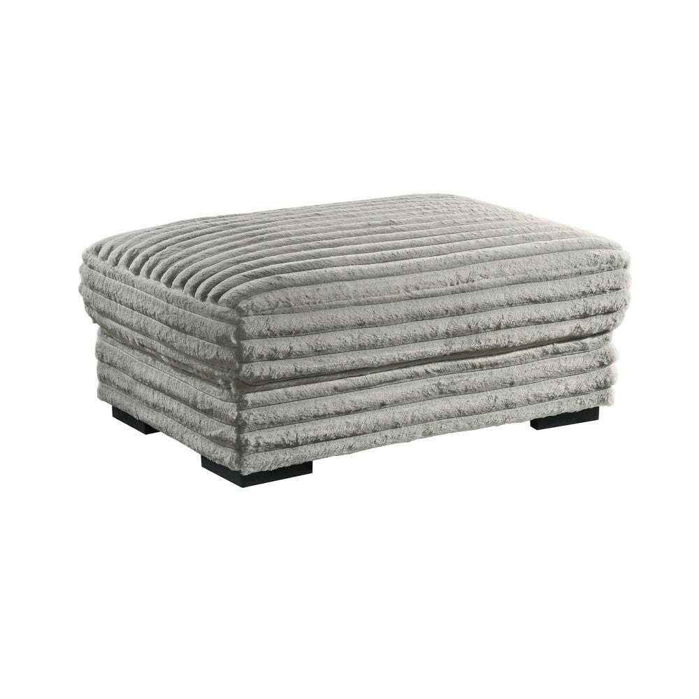 Ezo Accent Ottoman Gray Polyester Corduroy Cushioned Top 41 Inch BM329913